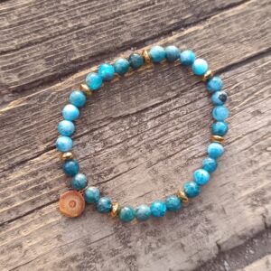 Bracelet pierre Apatite bleue or